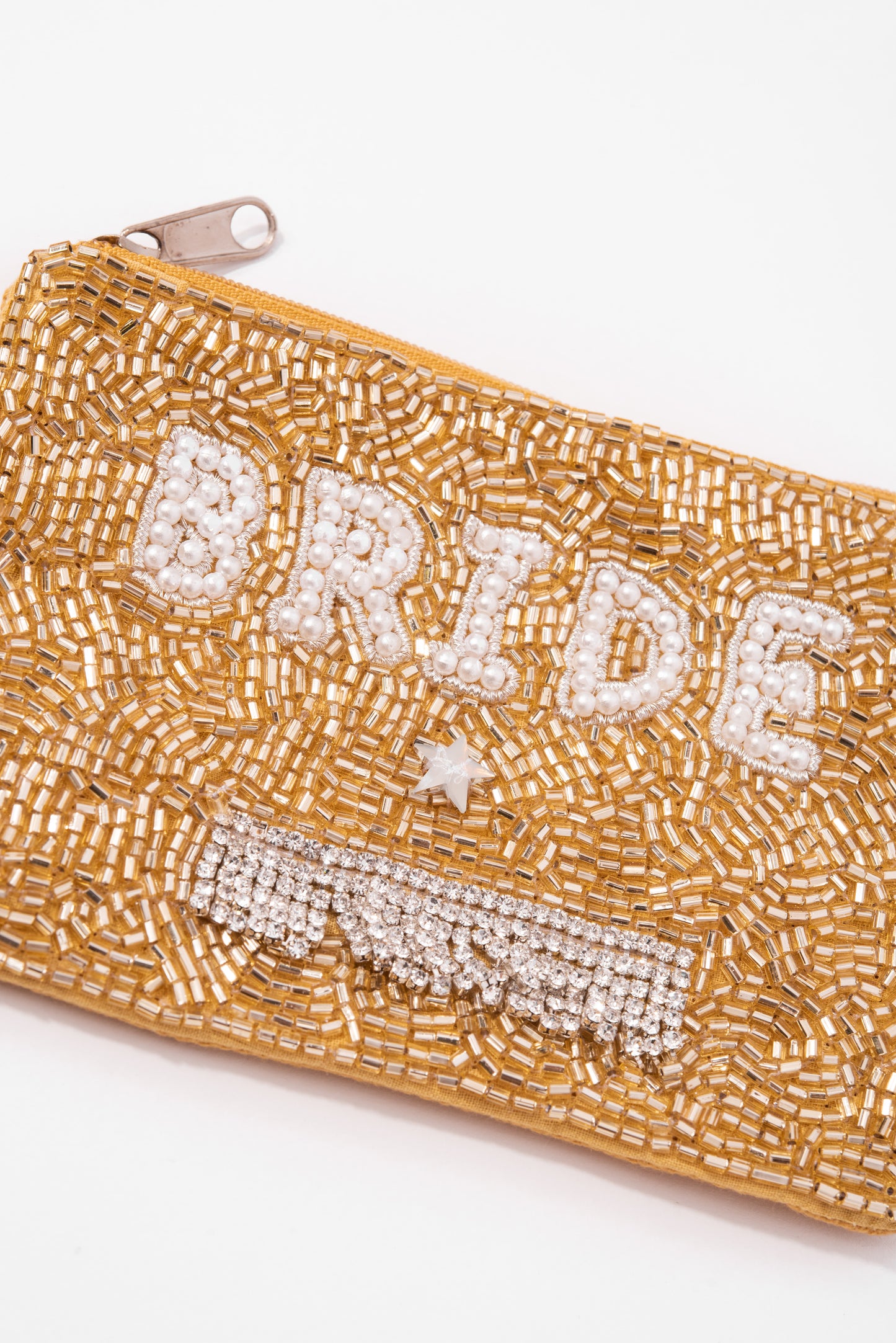 Beaded Bride Rhinestone Star Coin Purse - Gold