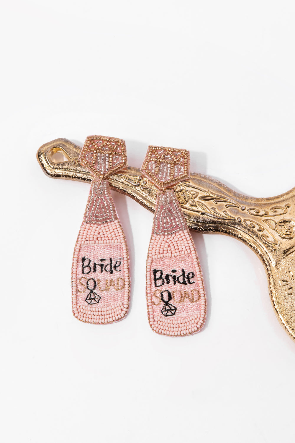Beaded Bride SQUAD Champagne Post Earrings - Pink