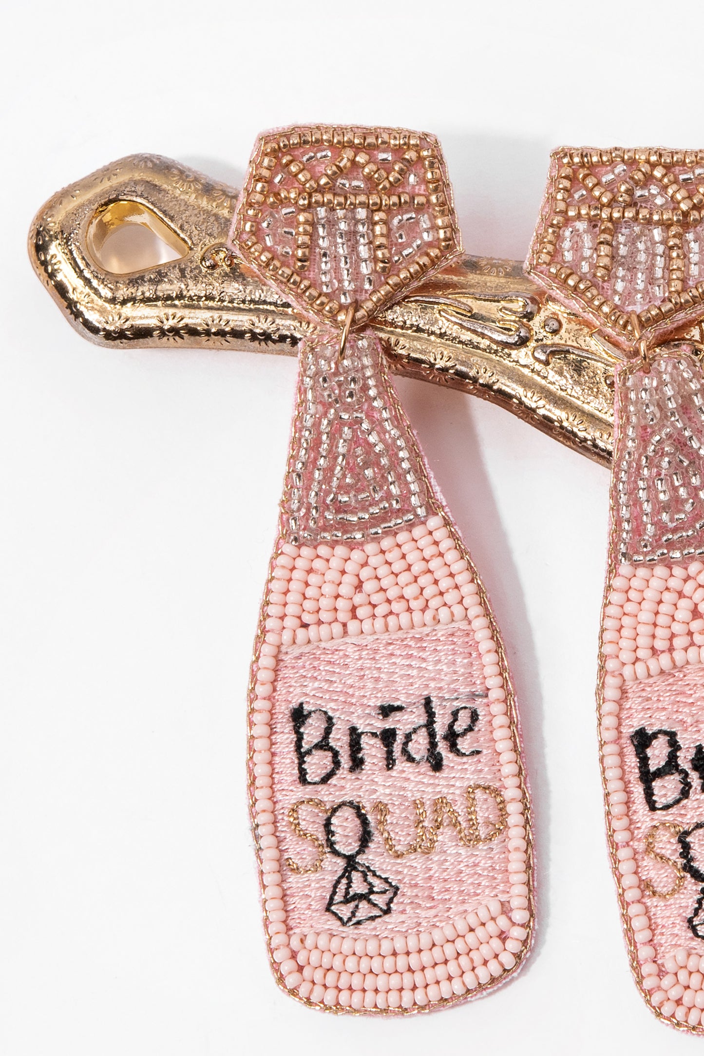 Beaded BRIDE SQUAD Champagne Earrings